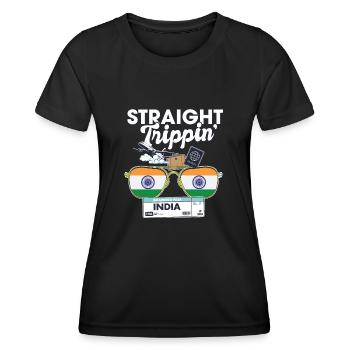 Straight Trippin' India Vacation Tour Travel Trip - Frauen Funktions-T-Shirt - Schwarz - Vorne - AI Model Female 172 light (172cm)