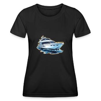 Yacht Motorboot - Frauen Funktions-T-Shirt - Schwarz - Vorne - AI Model Female 172 light (172cm)