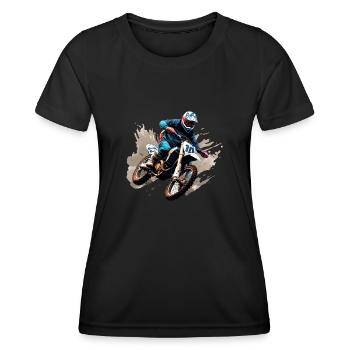 Moto de motocross - T-shirt sport Femme - noir - Devant - AI Model Female 172 light (172cm)