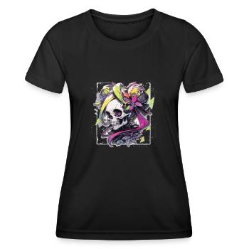 Skull Skull Skull Skeleton Bone - Women's Functional T-Shirt - black - Front - AI Model Female 172 light (172cm)