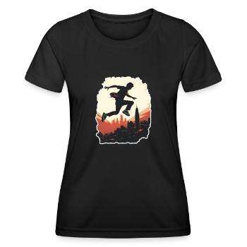 Parkour Freerunning - Frauen Funktions-T-Shirt - Schwarz - Vorne - AI Model Female 172 light (172cm)