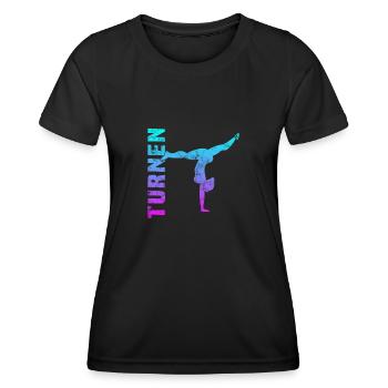 Turnen - Frauen Funktions-T-Shirt - Schwarz - Vorne - AI Model Female 172 light (172cm)