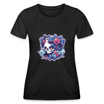 Totenkopf - Frauen Funktions-T-Shirt - Schwarz - Vorne - AI Model Female 172 light (172cm)