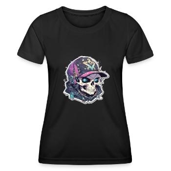 Totenkopf - Frauen Funktions-T-Shirt - Schwarz - Vorne - AI Model Female 172 light (172cm)