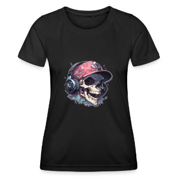 Totenkopf - Frauen Funktions-T-Shirt - Schwarz - Vorne - AI Model Female 172 light (172cm)