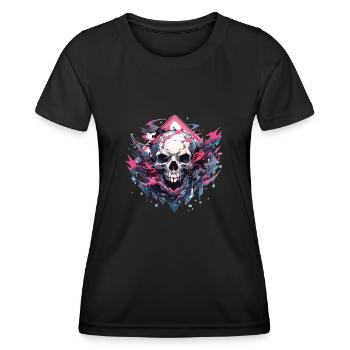 Totenkopf - Frauen Funktions-T-Shirt - Schwarz - Vorne - AI Model Female 172 light (172cm)