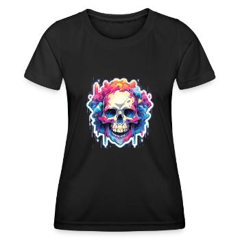 Totenkopf - Frauen Funktions-T-Shirt - Schwarz - Vorne - AI Model Female 172 light (172cm)