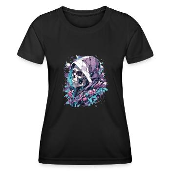 Totenkopf - Frauen Funktions-T-Shirt - Schwarz - Vorne - AI Model Female 172 light (172cm)