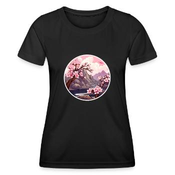 Cherry blossom tree - Women's Functional T-Shirt - black - Front - AI Model Female 172 light (172cm)