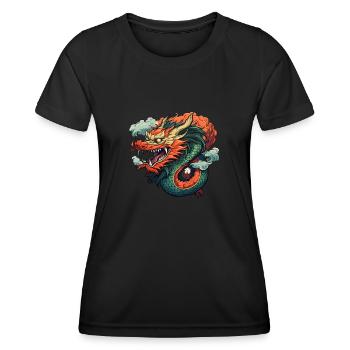 Chinesischer Drache - Frauen Funktions-T-Shirt - Schwarz - Vorne - AI Model Female 172 light (172cm)