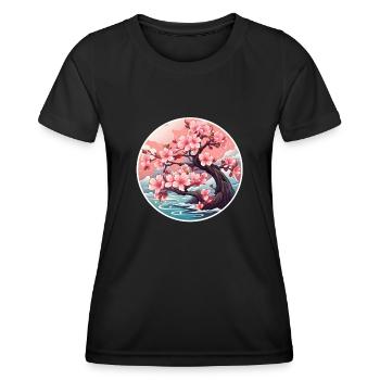 Kirschblütenbaum - Frauen Funktions-T-Shirt - Schwarz - Vorne - AI Model Female 172 light (172cm)