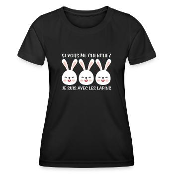 Cadeau agriculteur éleveur de lapins - T-shirt sport Femme - noir - Devant - AI Model Female 172 light (172cm)