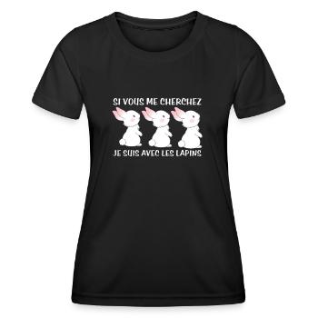 Cadeau agriculteur éleveur de lapins - T-shirt sport Femme - noir - Devant - AI Model Female 172 light (172cm)