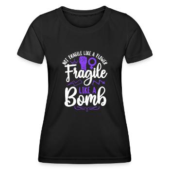 Feminist Not Fragile Like A Flower - Frauen Funktions-T-Shirt - Schwarz - Vorne - AI Model Female 172 light (172cm)