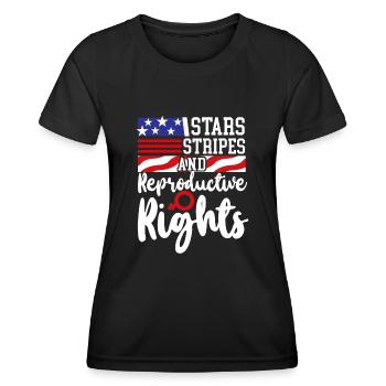 Feminist Stars Stripes & - Frauen Funktions-T-Shirt - Schwarz - Vorne - AI Model Female 172 light (172cm)