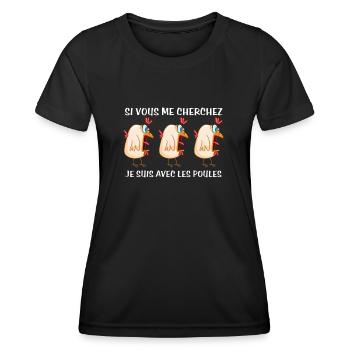 Cadeau agriculteur éleveur de poules - T-shirt sport Femme - noir - Devant - AI Model Female 172 light (172cm)