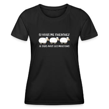 Cadeau agriculteur éleveur de moutons - T-shirt sport Femme - noir - Devant - AI Model Female 172 light (172cm)