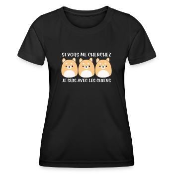 Cadeau agriculteur éleveur de chiens - T-shirt sport Femme - noir - Devant - AI Model Female 172 light (172cm)