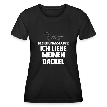 Hund Beziehungsstatus Dackel - Frauen Funktions-T-Shirt - Schwarz - Vorne - AI Model Female 172 light (172cm)
