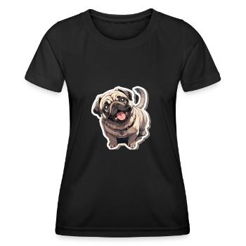 Mops Mops Hund Mops Sonnenbrille Mops Geschenk - Frauen Funktions-T-Shirt - Schwarz - Vorne - AI Model Female 172 light (172cm)
