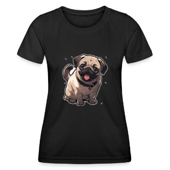 Mops Mops Hund Mops Sonnenbrille Mops Geschenk - Frauen Funktions-T-Shirt - Schwarz - Vorne - AI Model Female 172 light (172cm)