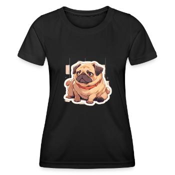 Mops Mops Hund Mops Geschenke Mops Liebhaber - Frauen Funktions-T-Shirt - Schwarz - Vorne - AI Model Female 172 light (172cm)