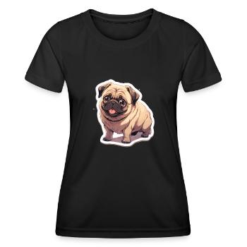 Mops Mops Hund Mops Geschenke Mops Liebhaber - Frauen Funktions-T-Shirt - Schwarz - Vorne - AI Model Female 172 light (172cm)