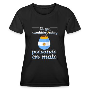 Drapeau de l’Argentine Thé yerba maté argentin - T-shirt sport Femme - noir - Devant - AI Model Female 172 light (172cm)