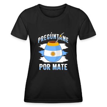 Drapeau de l’Argentine Thé yerba maté argentin - T-shirt sport Femme - noir - Devant - AI Model Female 172 light (172cm)