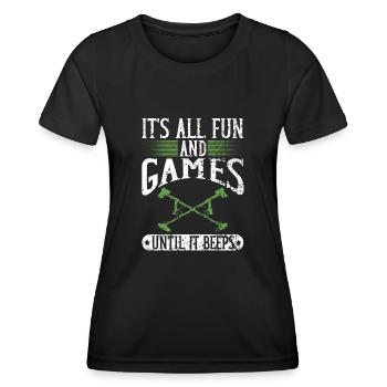 Tout le plaisir et les jeux jusqu’à ce qu’il émette un bip Détecteur de métaux - T-shirt sport Femme - noir - Devant - AI Model Female 172 light (172cm)