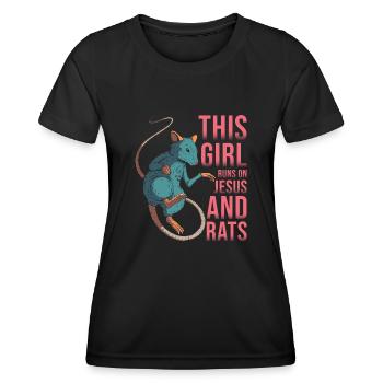 Rat This girl runs on Jesus and rats - Women's Functional T-Shirt - black - Front - AI Model Female 172 light (172cm)