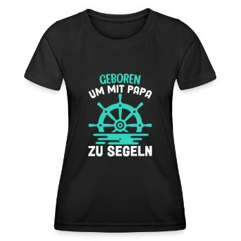 Papa Kind Sohn Segeln Boot - Frauen Funktions-T-Shirt - Schwarz - Vorne - AI Model Female 172 light (172cm)