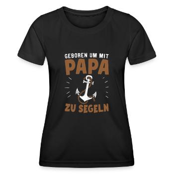 Papa Sohn Geschenk Segelboot - Frauen Funktions-T-Shirt - Schwarz - Vorne - AI Model Female 172 light (172cm)
