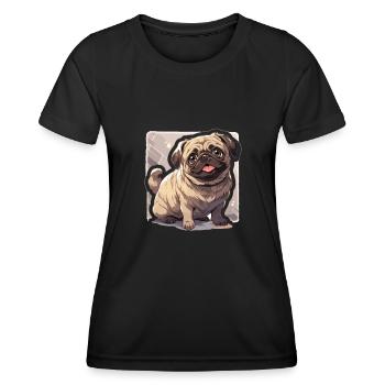 Mops Mops Hund Mops Geschenke Mops Liebhaber - Frauen Funktions-T-Shirt - Schwarz - Vorne - AI Model Female 172 light (172cm)