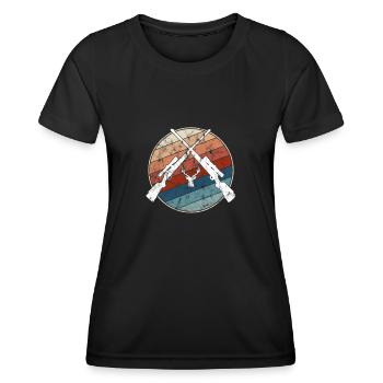 Chasse rétro - T-shirt sport Femme - noir - Devant - AI Model Female 172 light (172cm)
