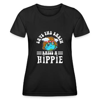 Save The Earth Raise A Hippie - Frauen Funktions-T-Shirt - Schwarz - Vorne - AI Model Female 172 light (172cm)