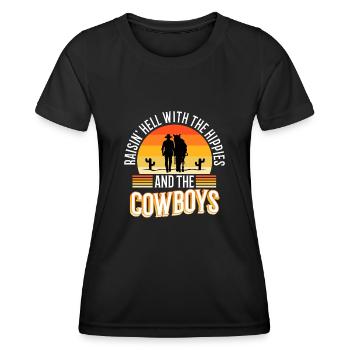 Raisin' Hell With The Hippies And The Cowboys - T-shirt sport Femme - noir - Devant - AI Model Female 172 light (172cm)
