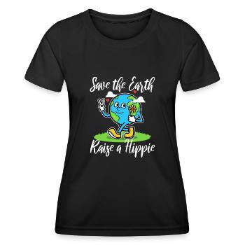 Save The Earth Raise A Hippie - Women's Functional T-Shirt - black - Front - AI Model Female 172 light (172cm)