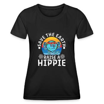 Save The Earth Raise A Hippie - Frauen Funktions-T-Shirt - Schwarz - Vorne - AI Model Female 172 light (172cm)