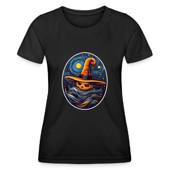 Kürbis Halloween Malerei - Frauen Funktions-T-Shirt - Schwarz - Vorne - AI Model Female 172 light (172cm)