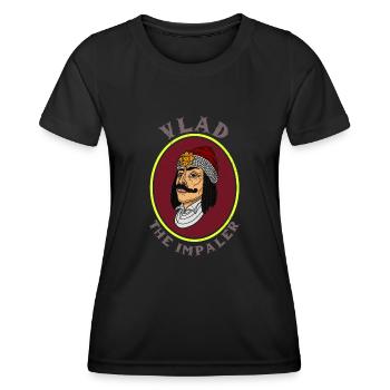 Rumänien Vlad Tepes impaler Dracula Vampir - Frauen Funktions-T-Shirt - Schwarz - Vorne - AI Model Female 172 light (172cm)