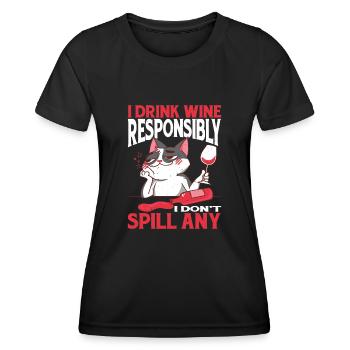 Je bois du vin de manière responsable, je n’en renverse pas 2 - T-shirt sport Femme - noir - Devant - AI Model Female 172 light (172cm)