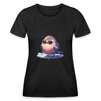 Vogel Vögel Lustige Tiere Waldbewohner Tier - Frauen Funktions-T-Shirt - Schwarz - Vorne - AI Model Female 172 light (172cm)