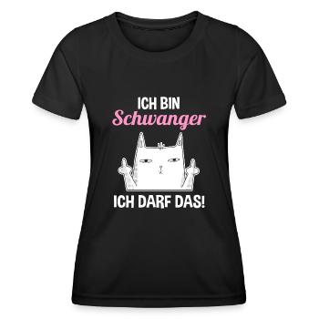 Katze Ich Bin Schwanger Ich Darf Das - Frauen Funktions-T-Shirt - Schwarz - Vorne - AI Model Female 172 light (172cm)