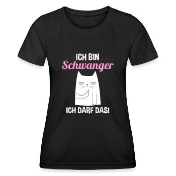 Schwangerschaft Katze Ich Bin Schwanger Ich Darf D - Frauen Funktions-T-Shirt - Schwarz - Vorne - AI Model Female 172 light (172cm)