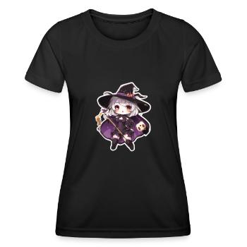 Costume de sorcière Chapeau de sorcière Sorcière Halloween - T-shirt sport Femme - noir - Devant - AI Model Female 172 light (172cm)