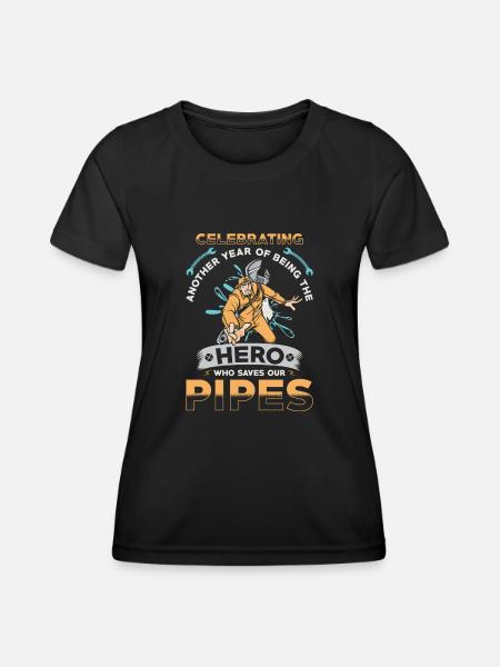 Klempner Geburtstagsgeschenk - Funktionsshirt til damer - sort