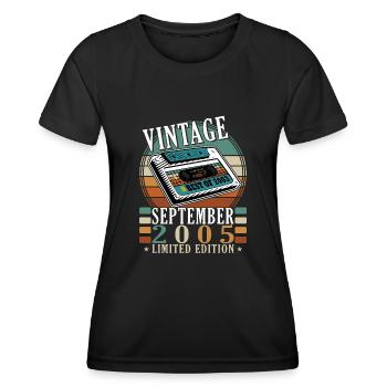 Septembre 2005 Anniversaire Septembre 2005 Septembre - T-shirt sport Femme - noir - Devant - AI Model Female 172 light (172cm)