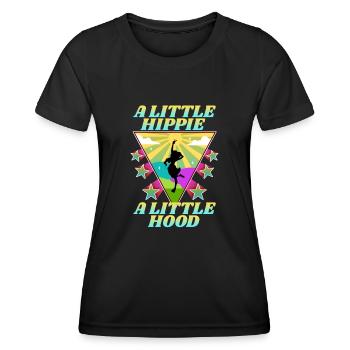 Un peu hippie Un petit capot - T-shirt sport Femme - noir - Devant - AI Model Female 172 light (172cm)