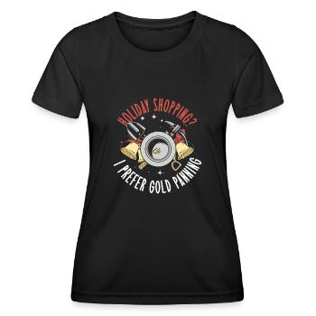 Orpaillage de l’or creusant l’or Dicton de Noël - T-shirt sport Femme - noir - Devant - AI Model Female 172 light (172cm)